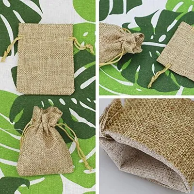 Produktbild von Jutesäckchen 20 Stück Kleine Jutebeutel 7 x 9 cm Leinensäckchen mit Kordelzug für Lavendel, Schmuck und Geschenke