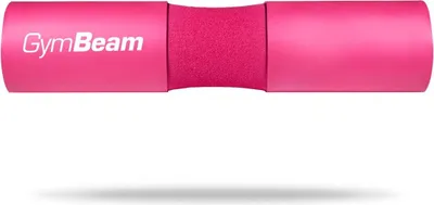 A pink barbell pad with the GymBeam logo on a white background.