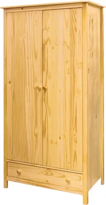 Produktbild von Möbilia Kleiderschrank | 2 Türen, 1 Schublade | Kiefer-Holz massiv, natur | B 100 x T 58 x H 190 cm | 19020039 | Serie SCHRANK