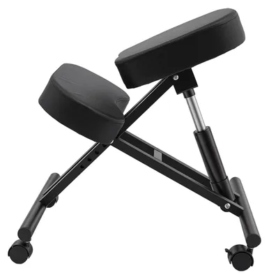 Image de Chaise de bureau ergonomique à genoux - pour soulager les maux de dos - réglable en hauteur de 50 à 60 cm - structure métallique - charge maximale de 100 kg - roulettes avec frein - noir
