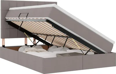 Produktbild von Bett mit Stauraum und LED Taupe 140 x 200 cm Polyester