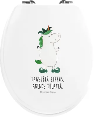 Produktbild von Mr. & Mrs. Panda Toilettendeckel Einhorn Joker - Weiß - Geschenk, klo deckel, Einhörner, bambus toilettensitz, Mittelalter, Unicorn, Kasper, holz, Hofnarr, WC Sitz