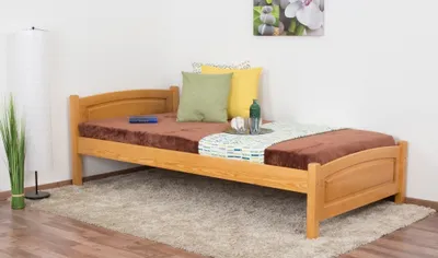 Produktbild von Einzelbett / Gästebett Kiefer massiv Vollholz Erlefarben 80, inkl. Lattenrost - 100 x 200 cm