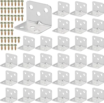 Produktbild von 30 Stück Edelstahl Winkelverbinder 36 X 27 mm, 90 Grad L Klammern Winkel, Schwerlast Metallwinkel, mit 180 M4 Schrauben, für Holzmöbel, Tabelle, Tisch, Stuhl, Bücherregal, Schränke (6-Loch-Winkel)