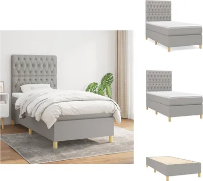 Produktbild von vidaXL Boxspringbett mit Matratze Hellgrau 90x200 cm Stoff -  Betten & Bettgestelle