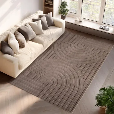 Produktbild von Skandinavischer Boho-Teppich mit 3D-Effekt, waschbar, weich, für Wohnzimmer, Schlafzimmer, modernes Design 200 x 290 cm
