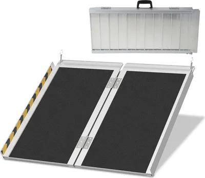 Produktbild von Jopassy Rollstuhlrampe Rollirampe Kofferrampe Auffahrrampe Auffahrschiene 2x faltbar Aluminium 61cm bis 270kg
