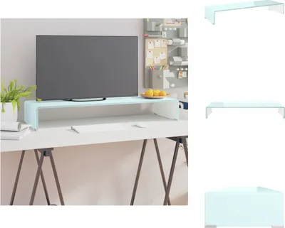 Imagen del producto de vidaXL Soporte para TV/Elevador para monitor de vidrio, color verde, 90x30x13 cm - Mueble para TV