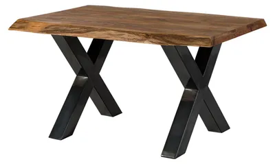 Produktbild von MASSIVMOEBEL24.DE Baumtisch Sheesham 160x90x77 natur gebeizt / X-Beine anthrazit glänzend FREEFORM 5