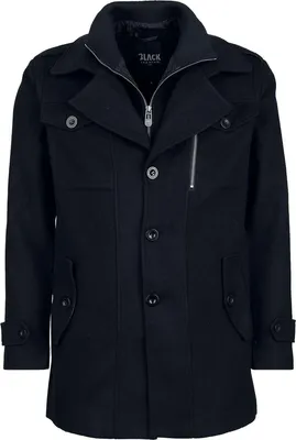 Produktbild von Black Premium by EMP Herren schwarzer Mantel mit Brusttaschen L