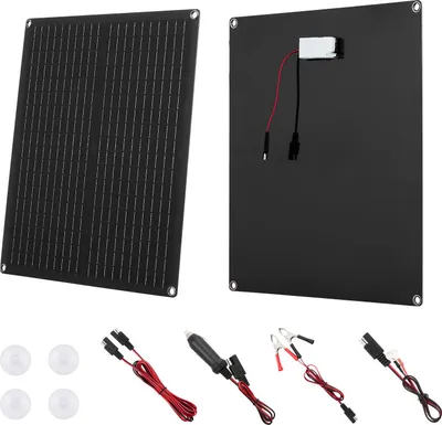 Produktbild von SucceBuy 30 W 12 V Solarpanel-Batterieladegerät, Monokristallines Solarpanel-Kit mit integriertem intelligenten Controller & 3 Verbindungskabeln, tragbar für Wohnmobil, Auto, Motorrad, Boot, Van und Camper