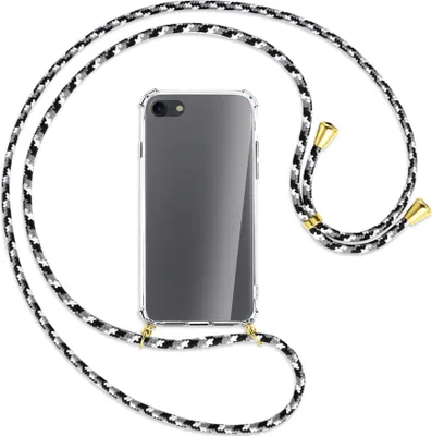 Produktbild von Handykette Backcover-Schutzhülle mit Band (Metall goldfarben) für Apple iPhone 7, iPhone 8 - schwarz/grau/weiß