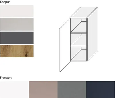 Image de Armoire suspendue BO-W2/30 Armoire de cuisine 1 porte 30 cm Couleur : gris - blanc (blanc mat)