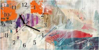 Produktbild von Wanduhr aus Glas mit Motiv Abstrakte Kunst- 60 x 30 cm - inkl. Aufhängesystem