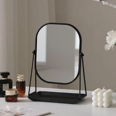 Image de Miroir de table en métal avec espace de rangement et support réglable