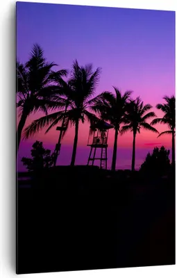 Produktbild von Bild auf Leinwand - Leinwandbild - Einteilig - Sonnenuntergang dämmerung sonne palme - 80x120cm - Wand Bild - Wandbilder - Leinwanddruck - Wanddekoration - Leinwand bilder - Wandbild - PA80x120-2788