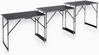 Immagine prodotto di Set di tavoli da tappezziere 3 pezzi MEISTER, alluminio, regolabili in altezza 73/80/87/94 cm, portata 30 kg per tavolo, tavolo multifunzionale
