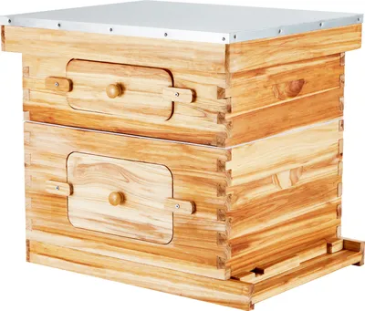 Image de Kit de démarrage de ruche SucceBuy avec 20 cadres, bois de cèdre recouvert de cire d'abeille, 1 boîte profonde + 1 boîte moyenne, kit de ruche Langstroth, fenêtres en acrylique transparent avec fondations pour apiculteurs débutants et professionnels