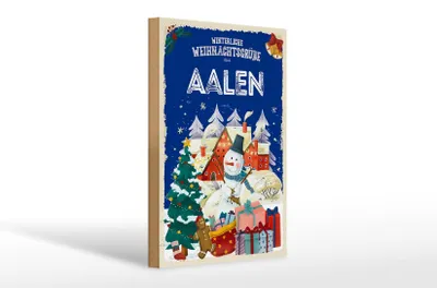 Produktbild von Holzschild Weihnachtsgrüße AALEN Geschenk Fest 20x30cm