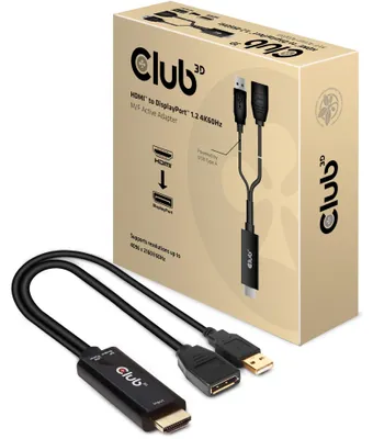 Obrázek produktu pro CLUB3D CAC-1331, 0,25 m, HDMI, DisplayPort, Samec, Samec/samice, Přímý