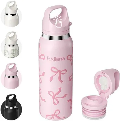 Image de Gourde en acier inoxydable 650 ml, utilisation d'une seule main, haute qualité, sans BPA, sport
