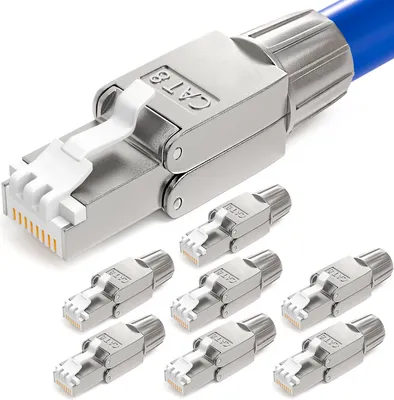 Produktbild von hb-digital Netzwerk Steckverbinder CAT 8 RJ45 LSA STP Zinklegierung schmal  8 Stk.