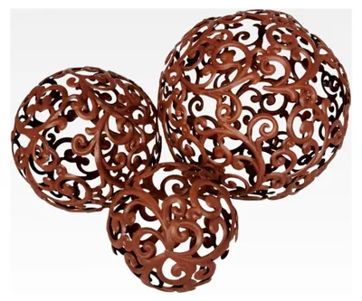 Produktbild von Metallkugeln 3er Set 18,5/14/10 cm Gartenkugeln rostfarben Dekokugel Eisen