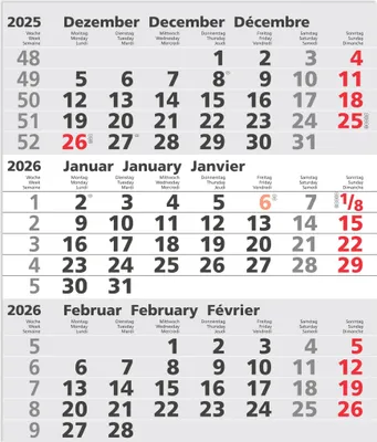 Produktbild von 2026 Güss Ersatzkalendarium für 3-Monatswandkalender Metall