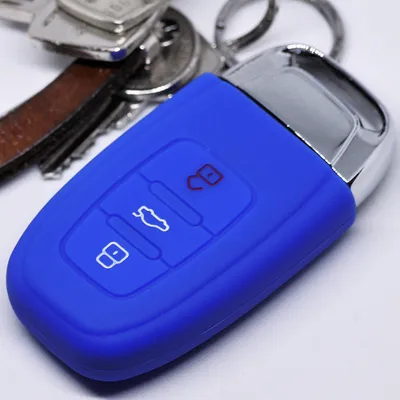 Produktbild von Auto Schlüssel Hülle Silikon Schutz Cover Blau kompatibel mit Audi A5 S5 A4 S4 Q3 Q5 A6 S6 R8 TT 3 Tasten KEYLESS SMARTKEY