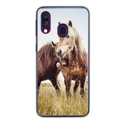 Produktbild von MuchoWow® Handyhülle Schutzhülle Hülle für Samsung Galaxy A40 Pferde - Gras - Frühling Silikon Softcase Handy Hülle - Handy-Tasche