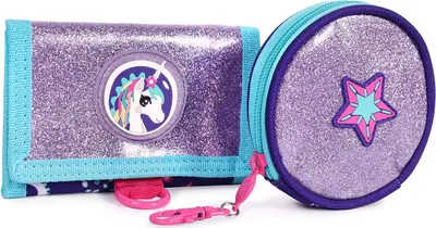 Produktbild von Milk&Moo Ayris Kinderbrieftasche und Münzbeutel – Niedliches Seepferdchen Seepferdchen-Design, Farbenfrohes Kinderaccessoire, Praktisch und Strapazierfähig, Zum Anbringen an Rucksäcken