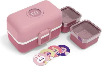 Produktbild von Famanu Lunchbox für Kinder - BPA-frei, 3 Fächer, Rosa