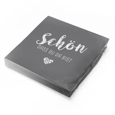 Produktbild von itenga 20x Serviette Schön dass du da bist taubengrau