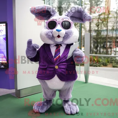 Produktbild von Lila REDBROKOLY Wildkaninchen-Maskottchenkostüm mit Faltenrock und Brille