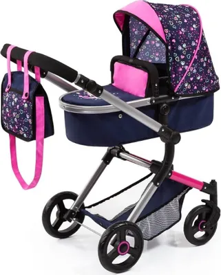Immagine prodotto di Carrozzina Neo Vario combi, blu con cuori - Carrozzina per bambole