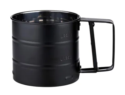 Produktbild von MEHLSIEB Einhand Ø10cm aus Edelstahl Schwarz Puderzuckerstreuer Puderzuckersieb Mehl Puderzucker Sieb 56