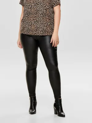 Produktbild von ONLY CARMAKOMA Coated Skinny Hose Leder Optik Stretch Curvy Pants Übergrößen Plus Size Größe: 44W / 32L
