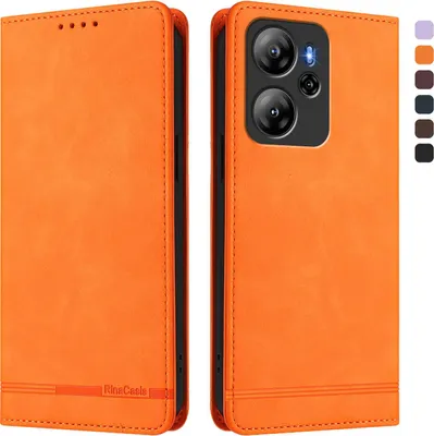 Image de Etui pour Oscal Tiger 13, étui rétro en cuirPolyuréthaneavec support et fentes pour cartes Orange