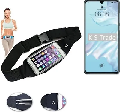 Produktbild von K-S-Trade Jogging-Armband kompatibel mit Huawei P30 Lite Gürteltasche Umhängetasche Bauchtasche schwarz Sport Running Jogging Fitness Laufen
