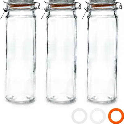 Produktbild von Glas-Spaghetti-Gläser – 2 Liter – Orangefarbenes Siegel – 3er-Pack
