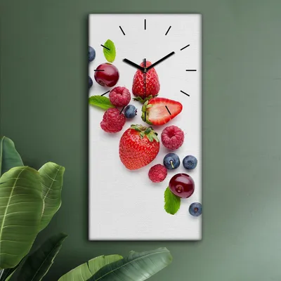Produktbild von Wohnzimmer Leinwand Uhr Geräuschlos Küche 30x60 Farbige, Früchte, schwarze Zeiger