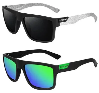 Image de Lunettes de soleil polarisées - Homme/Femme - Protection UV - Noir/Vert - Lot de 2 - Protection durable pour les yeux