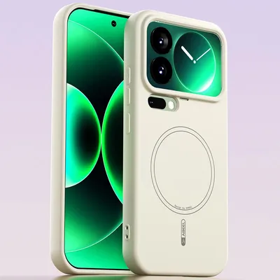 Obrázek produktu pro Magnetické pouzdro pro Xiaomi 17 Pro, kompatibilní s MagSafe, tekutý silikon, nárazuvzdorné a odolné proti poškrábání Béžová