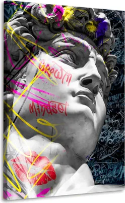 Produktbild von Wandbild Leinwandbild David Pop Art Style Kunstdruck XXL Wanddeko: 60x90x2cm