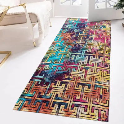 Produktbild von Wohnzimmer Teppich abstraktes Muster in bunt Größe - 80 x 150 cm