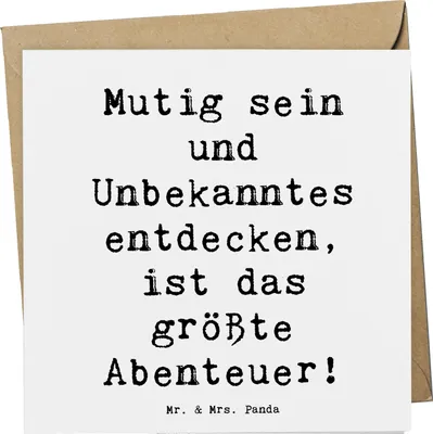 Produktbild von Mr. & Mrs. Panda Glückwunschkarte Spruch Unbekannte Orte erkunden - Weiß - Geschenk, Grußkarte, doppelkarte, Leben bereichern, Abenteuerlust, Klappkarte, Trost, faltkarte