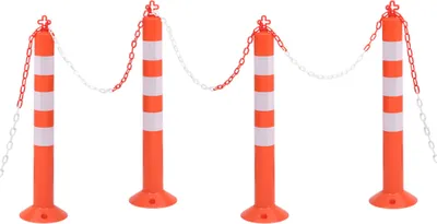 Produktbild von Möbel Absperrpfosten 4 Stk. mit Kette 75 cm PE - Sicherheitsspiegel 150963