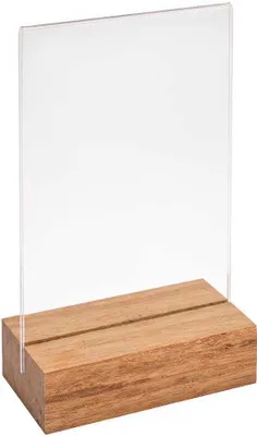 Produktbild von Doppelseitiger Tischkartenhalter DIN A6 Hoch mit Fuß aus dunklem Bambus / Werbeaufsteller / Menükartenhalter / Bildhalter / Tischaufsteller / Holz / Gastronomie - Zeigis®