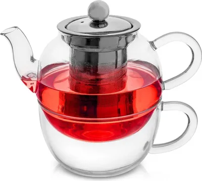 Produktbild von Glasteekanne mit Teetasse mit Sieb 300+350 ml 2 Stk.