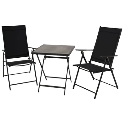 Produktbild von DEGAMO Bistroset Gartenset MILANO 3-teilig, Metall Kunstgewebe schwarz Kunstholz